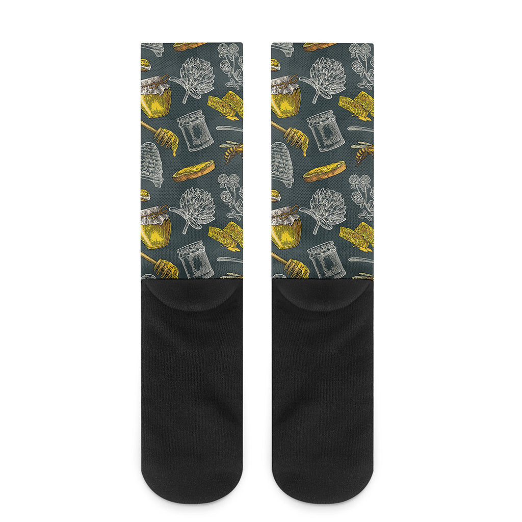 Vintage Honey Bee Print Crew Socks