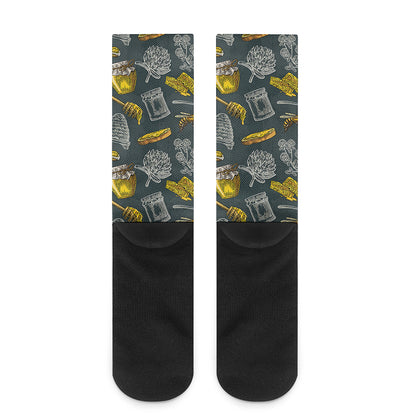 Vintage Honey Bee Print Crew Socks
