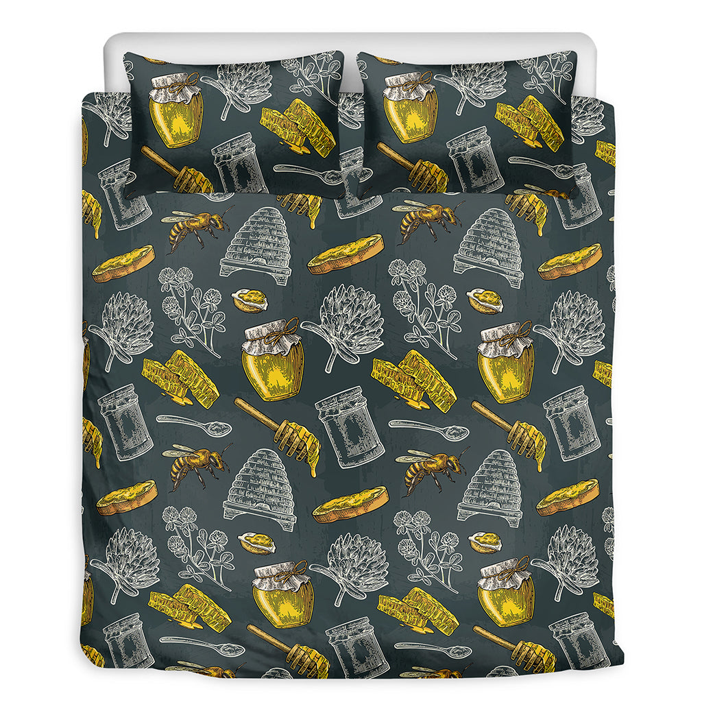Vintage Honey Bee Print Duvet Cover Bedding Set