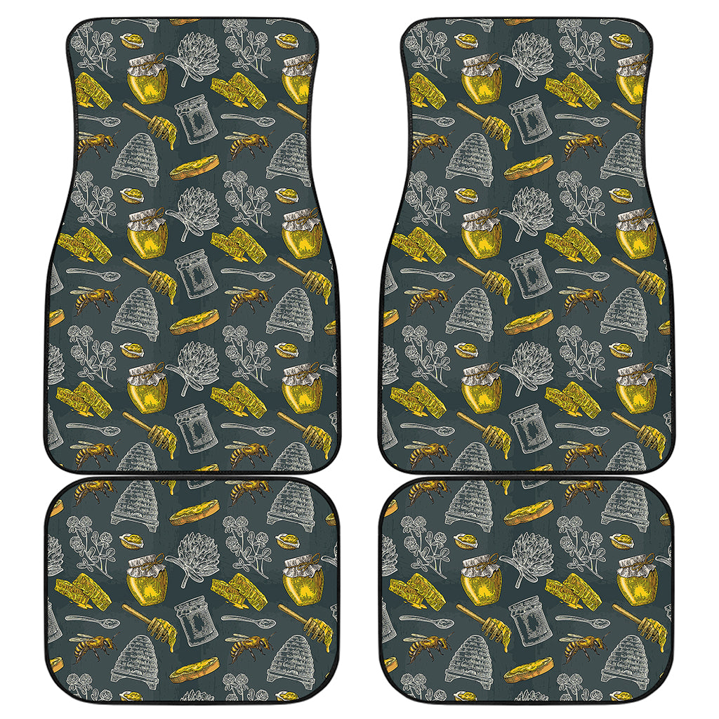 Vintage Honey Bee Print Front and Back Car Floor Mats