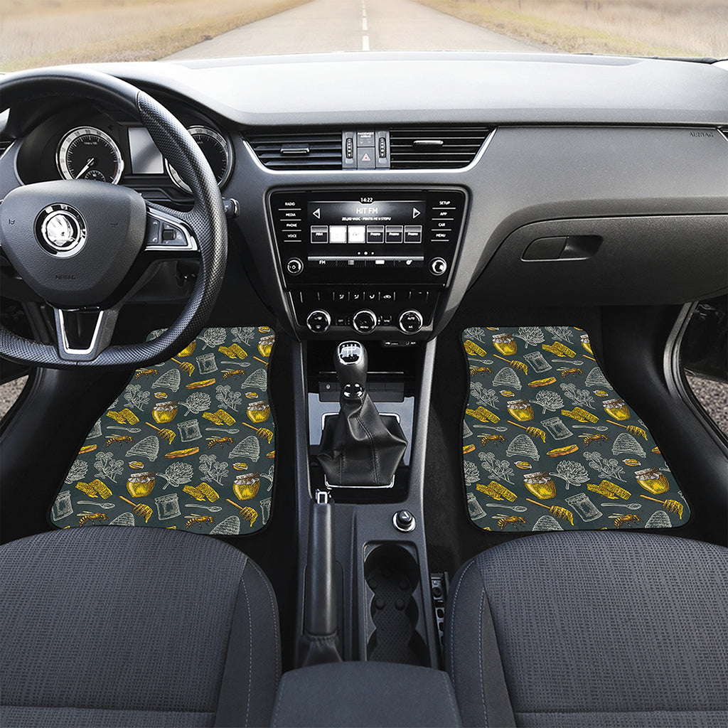 Vintage Honey Bee Print Front and Back Car Floor Mats