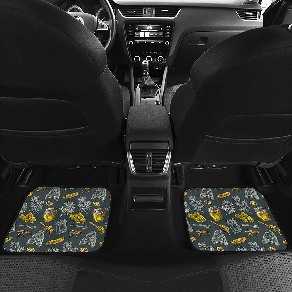 Vintage Honey Bee Print Front and Back Car Floor Mats