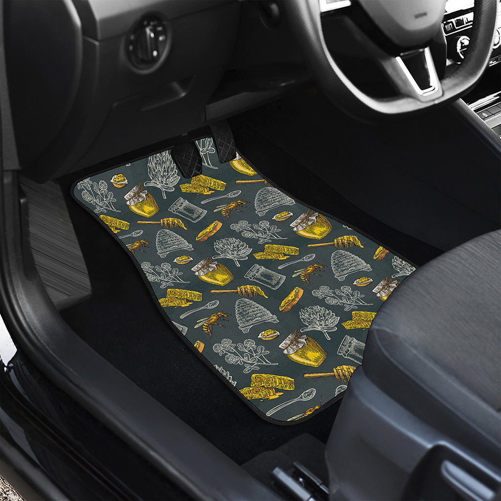 Vintage Honey Bee Print Front and Back Car Floor Mats
