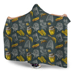 Vintage Honey Bee Print Hooded Blanket