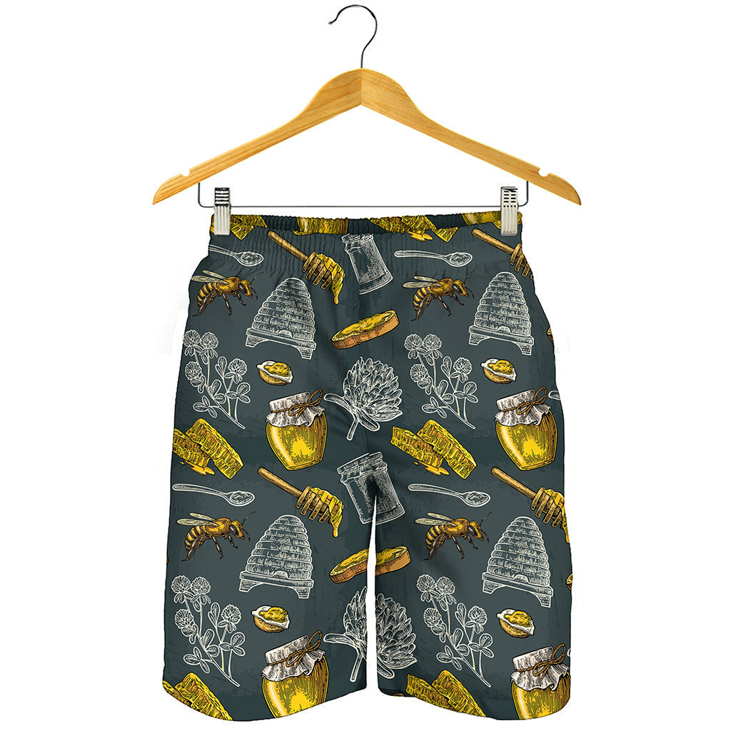 Vintage Honey Bee Print Men's Shorts