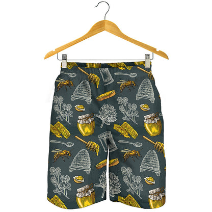 Vintage Honey Bee Print Men's Shorts