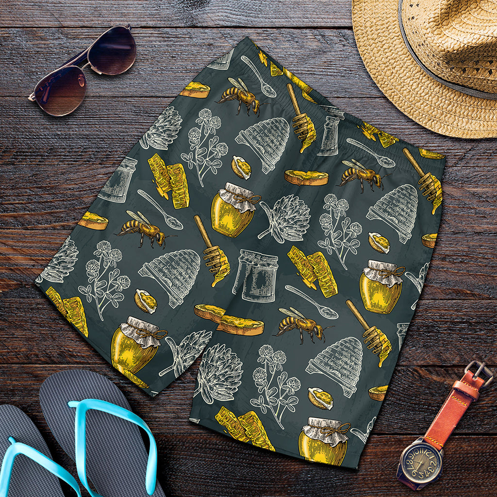 Vintage Honey Bee Print Men's Shorts