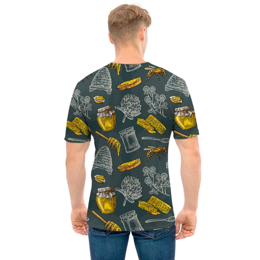Vintage Honey Bee Print Men's T-Shirt