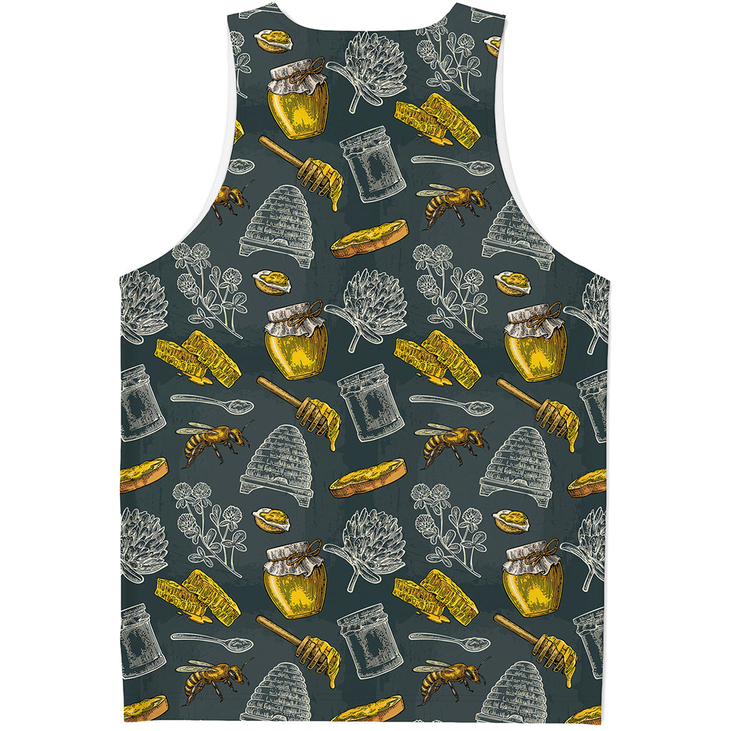 Vintage Honey Bee Print Men's Tank Top