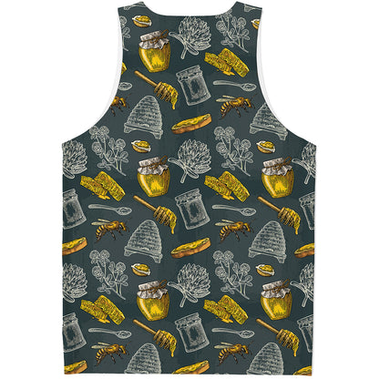 Vintage Honey Bee Print Men's Tank Top