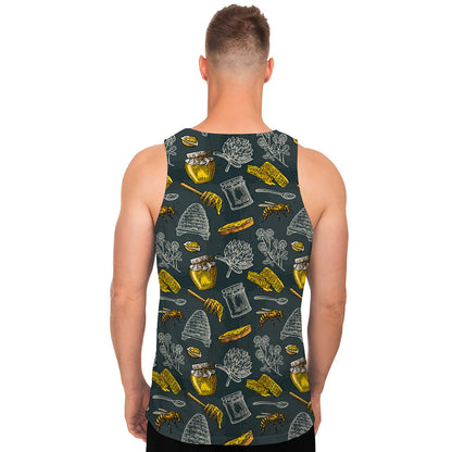 Vintage Honey Bee Print Men's Tank Top