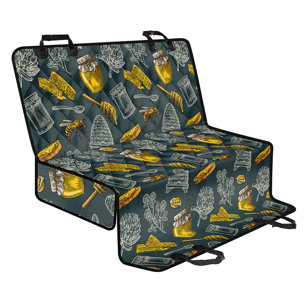 Vintage Honey Bee Print Pet Car Back Seat Cover