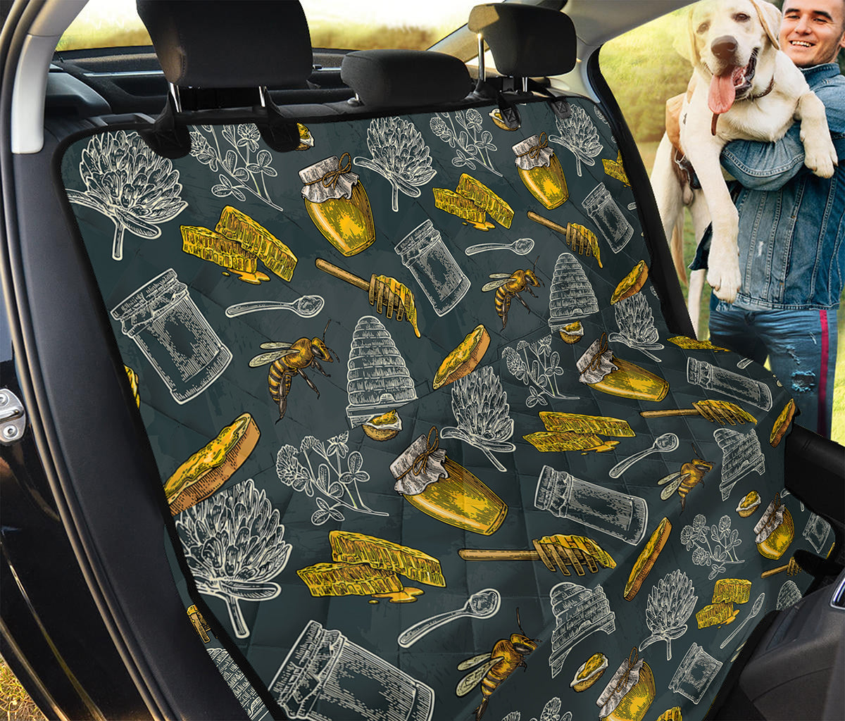 Vintage Honey Bee Print Pet Car Back Seat Cover