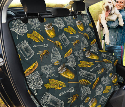Vintage Honey Bee Print Pet Car Back Seat Cover