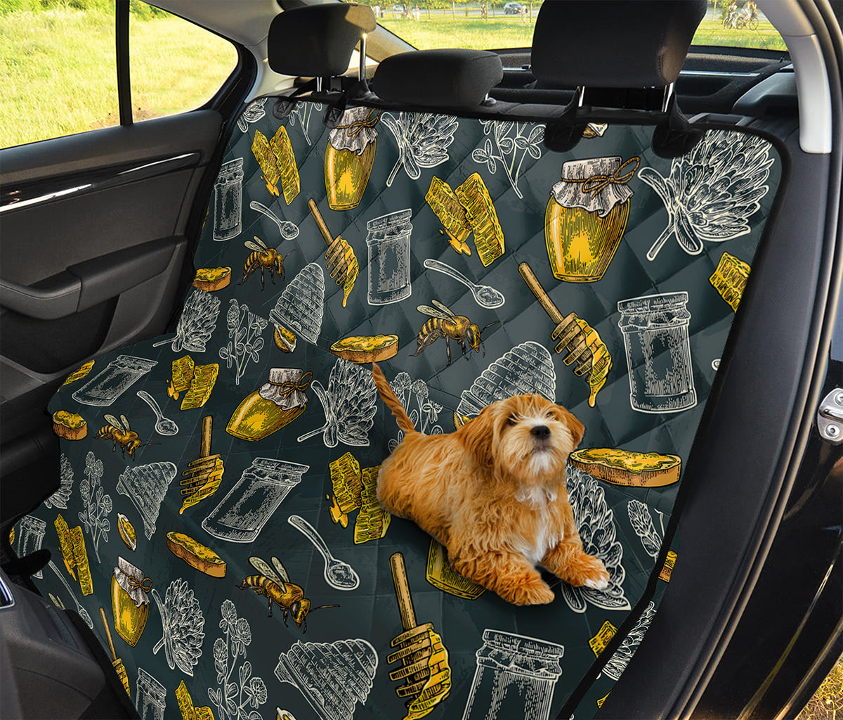Vintage Honey Bee Print Pet Car Back Seat Cover