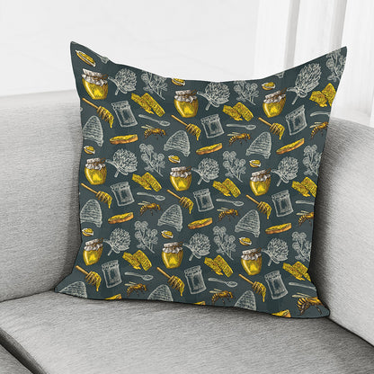 Vintage Honey Bee Print Pillow Cover