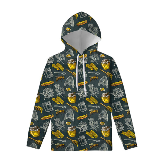 Vintage Honey Bee Print Pullover Hoodie