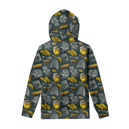 Vintage Honey Bee Print Pullover Hoodie