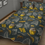Vintage Honey Bee Print Quilt Bed Set