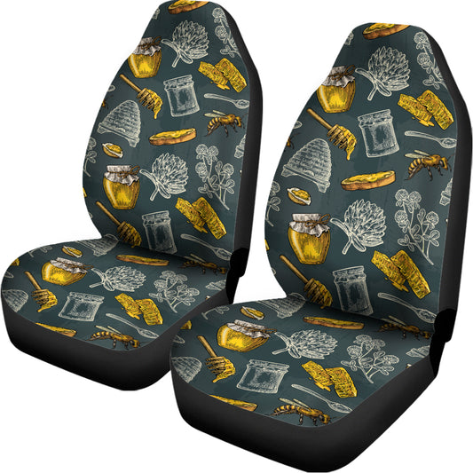 Vintage Honey Bee Print Universal Fit Car Seat Covers
