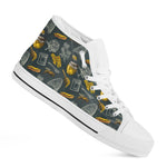 Vintage Honey Bee Print White High Top Shoes