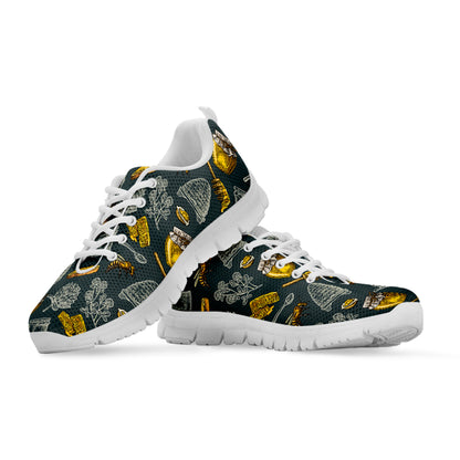 Vintage Honey Bee Print White Sneakers