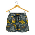 Vintage Honey Bee Print Women's Shorts