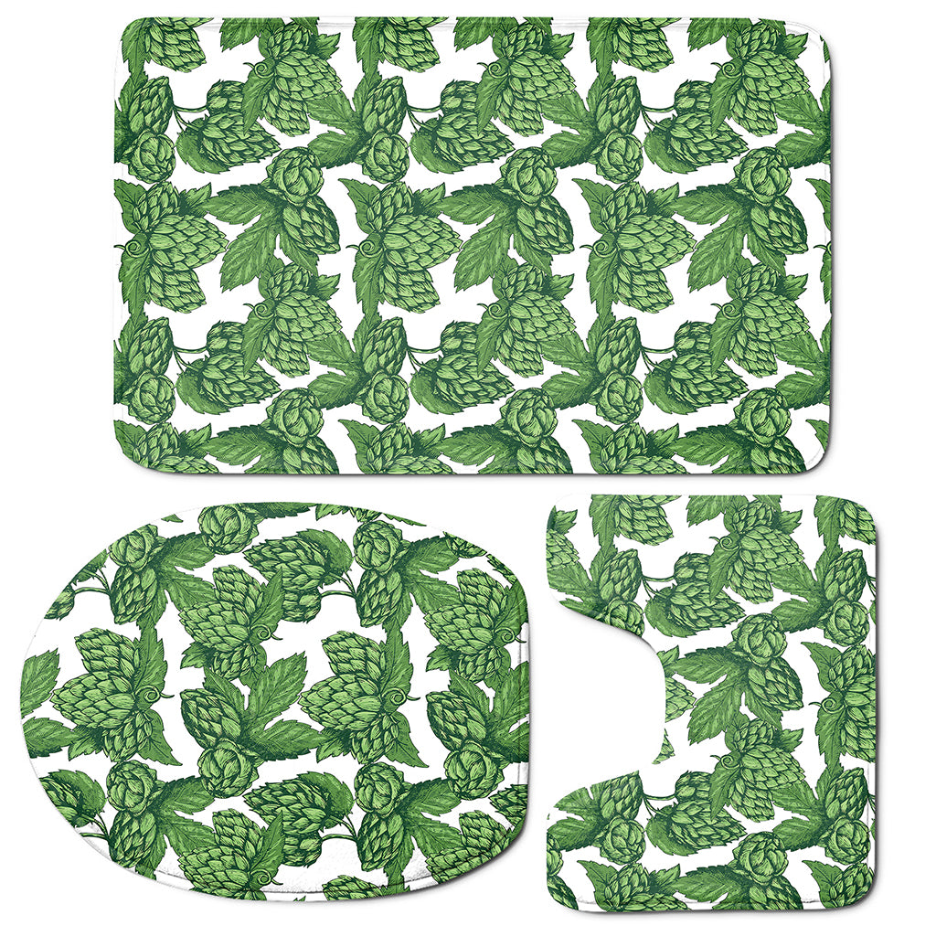Vintage Hop Cone Pattern Print 3 Piece Bath Mat Set