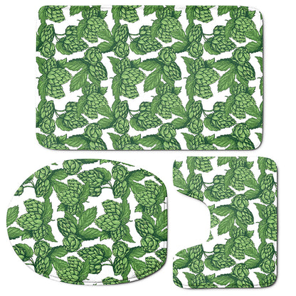 Vintage Hop Cone Pattern Print 3 Piece Bath Mat Set