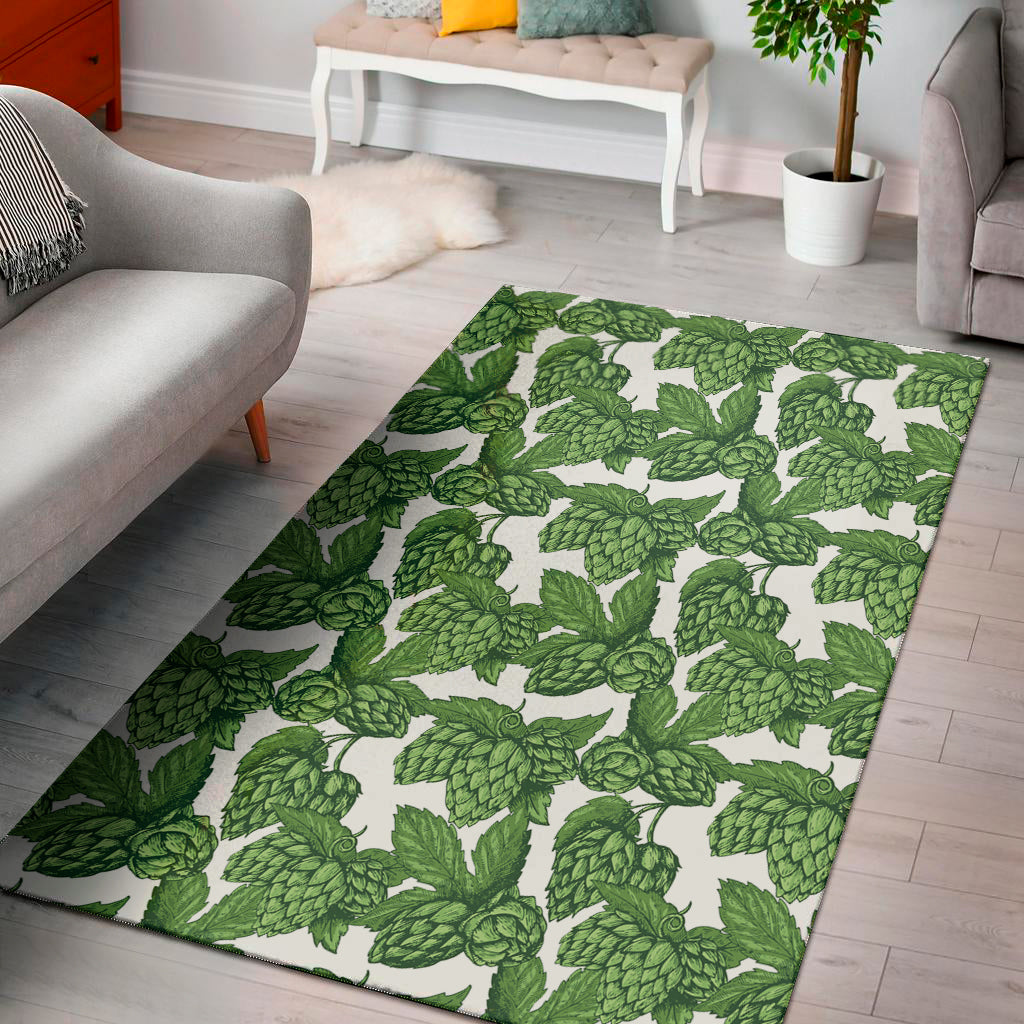 Vintage Hop Cone Pattern Print Area Rug