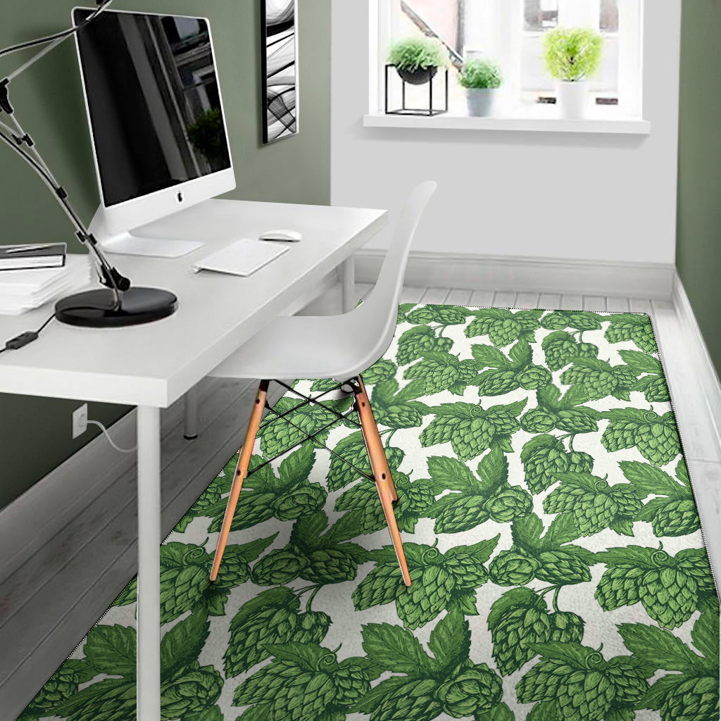 Vintage Hop Cone Pattern Print Area Rug