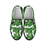 Vintage Hop Cone Pattern Print Black Slip On Shoes
