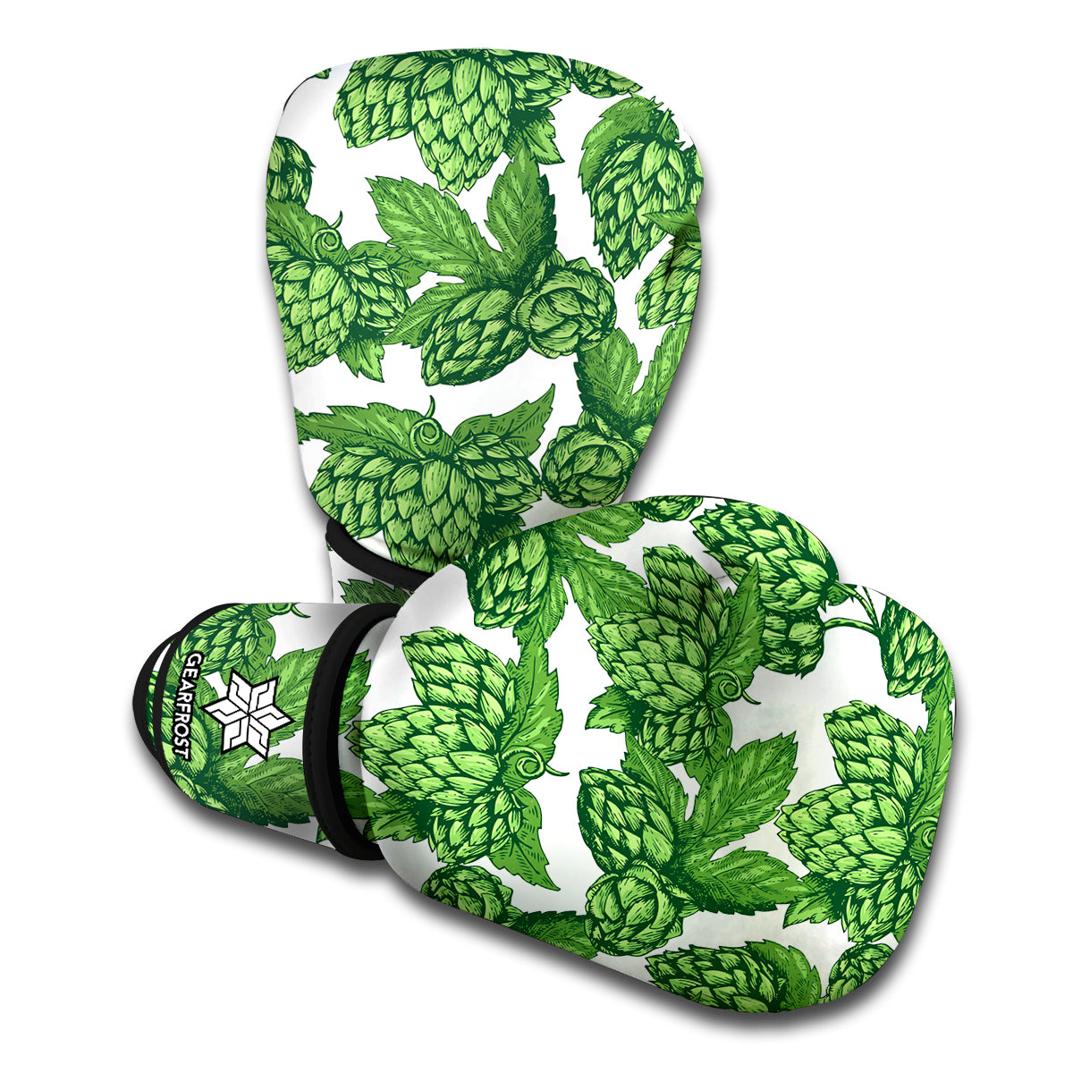 Vintage Hop Cone Pattern Print Boxing Gloves