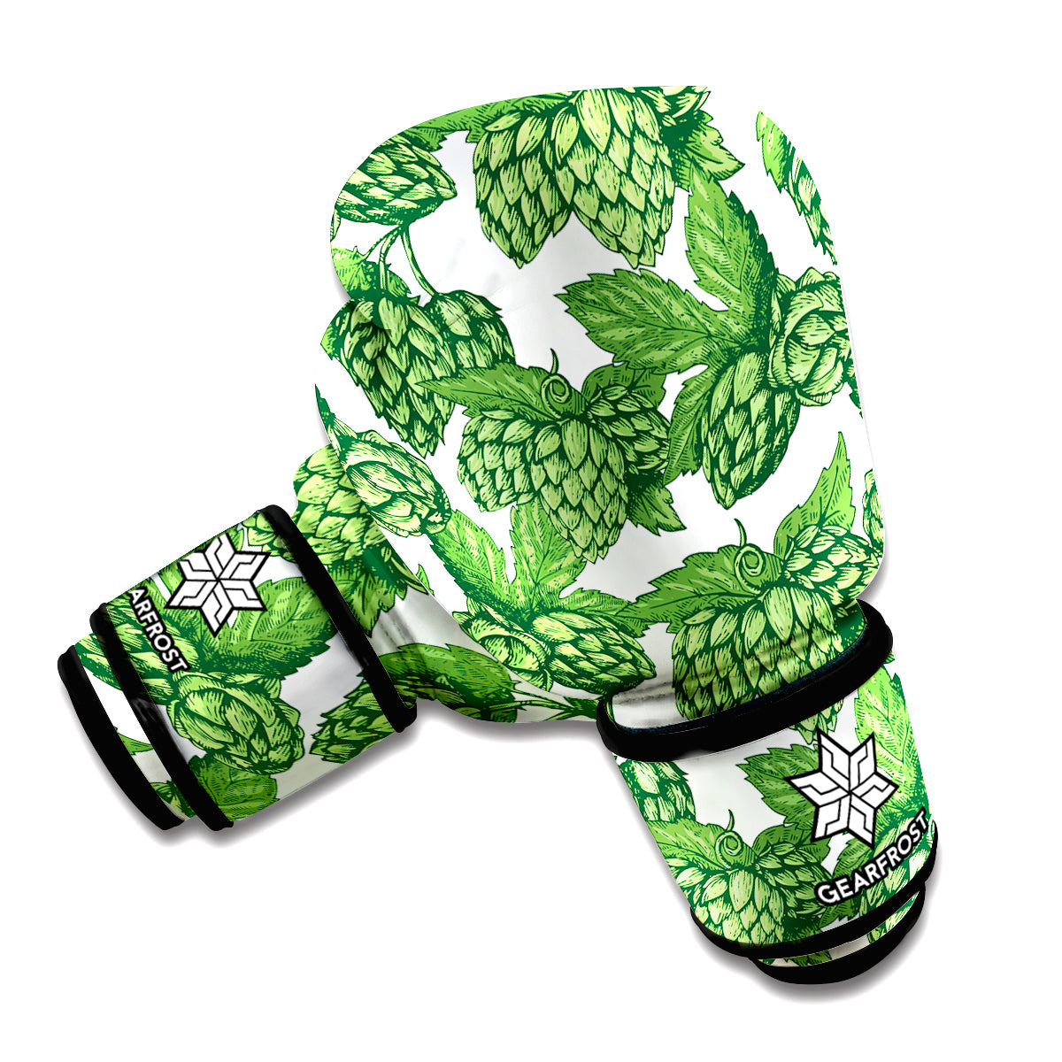 Vintage Hop Cone Pattern Print Boxing Gloves