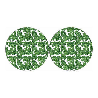 Vintage Hop Cone Pattern Print Car Coasters