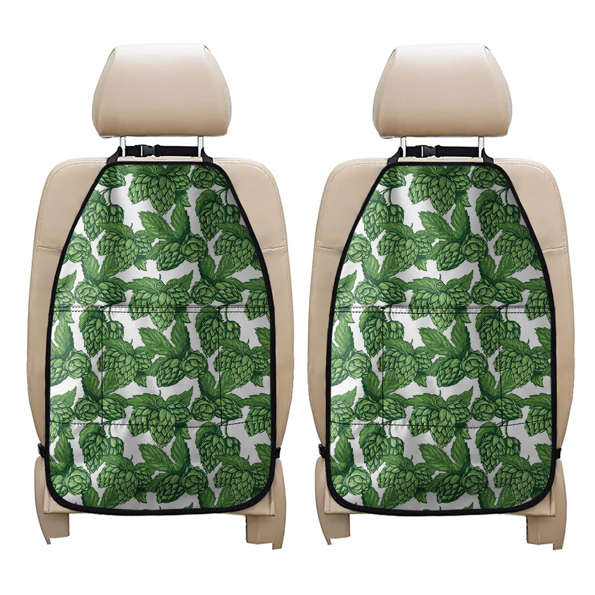 Vintage Hop Cone Pattern Print Car Seat Organizers
