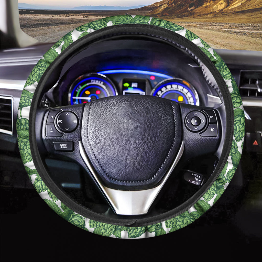 Vintage Hop Cone Pattern Print Car Steering Wheel Cover