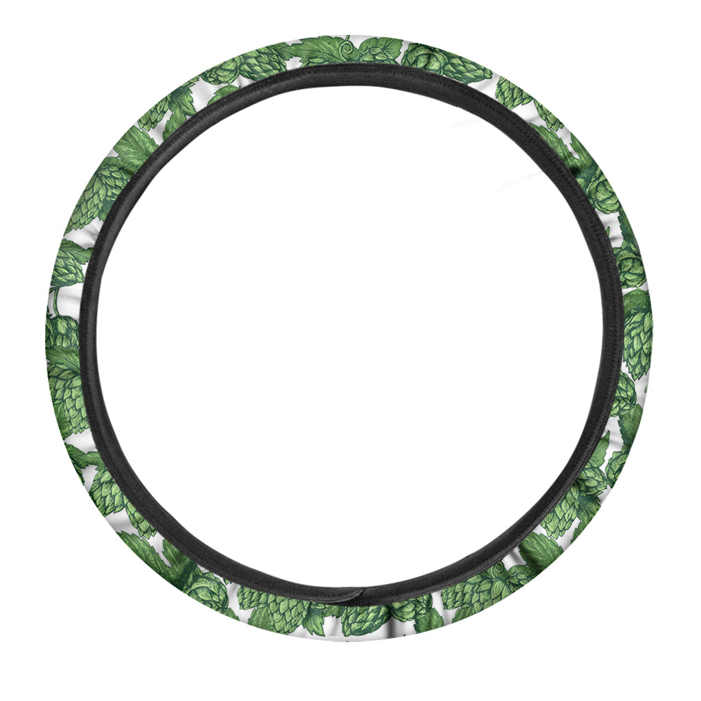 Vintage Hop Cone Pattern Print Car Steering Wheel Cover