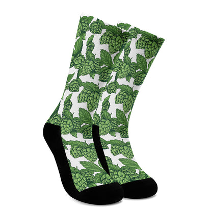 Vintage Hop Cone Pattern Print Crew Socks