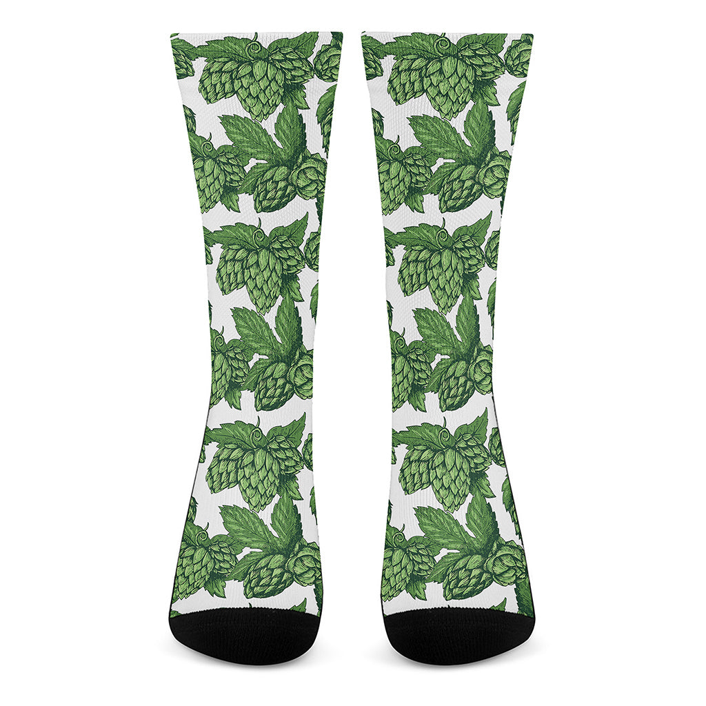 Vintage Hop Cone Pattern Print Crew Socks