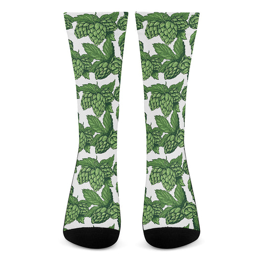 Vintage Hop Cone Pattern Print Crew Socks
