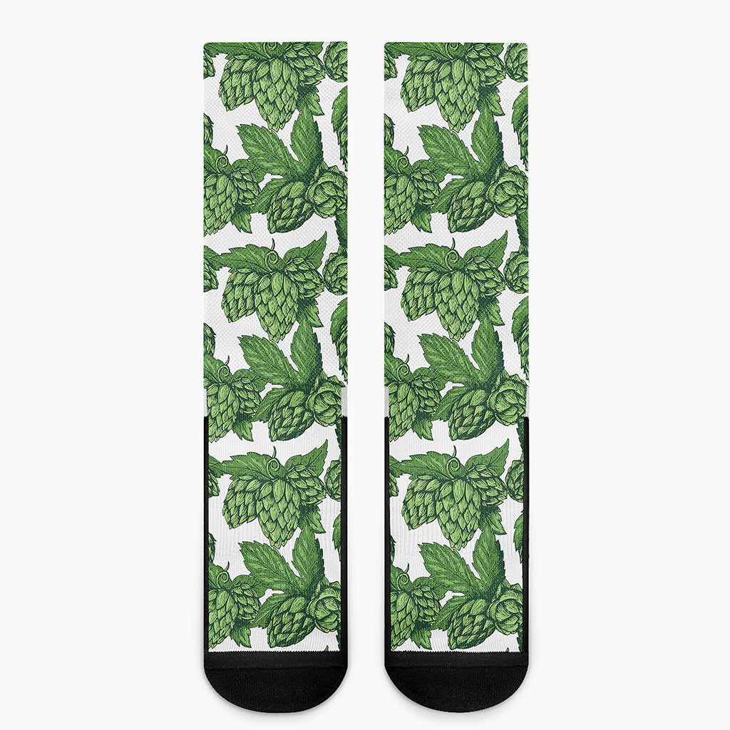 Vintage Hop Cone Pattern Print Crew Socks