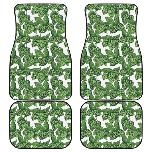Vintage Hop Cone Pattern Print Front and Back Car Floor Mats