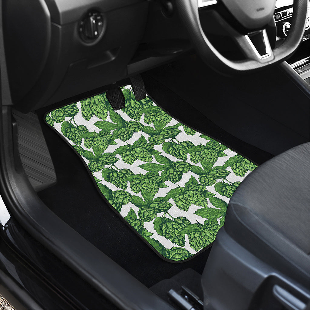 Vintage Hop Cone Pattern Print Front and Back Car Floor Mats