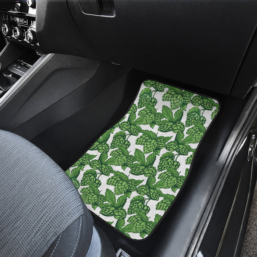 Vintage Hop Cone Pattern Print Front and Back Car Floor Mats