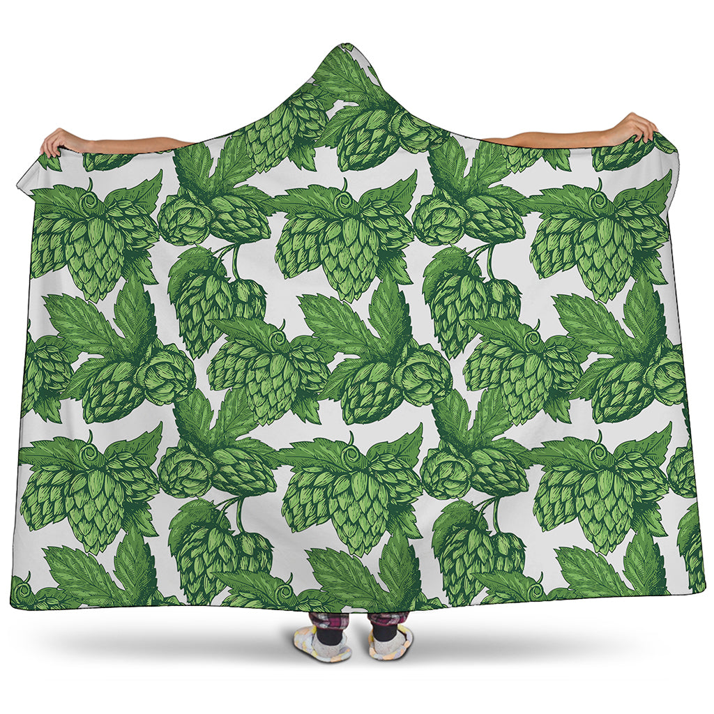 Vintage Hop Cone Pattern Print Hooded Blanket