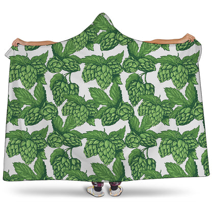 Vintage Hop Cone Pattern Print Hooded Blanket