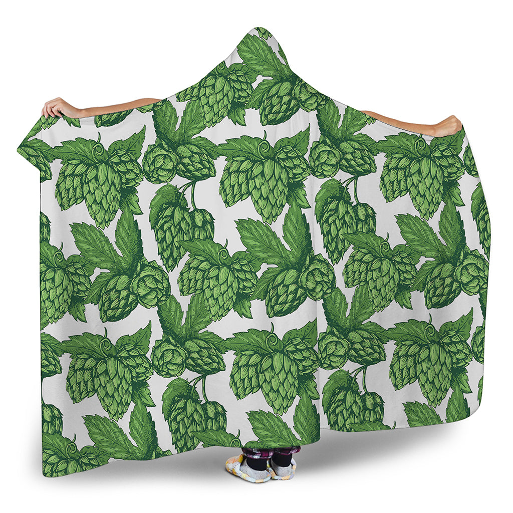 Vintage Hop Cone Pattern Print Hooded Blanket