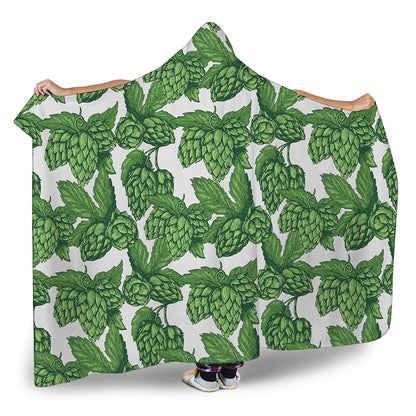 Vintage Hop Cone Pattern Print Hooded Blanket