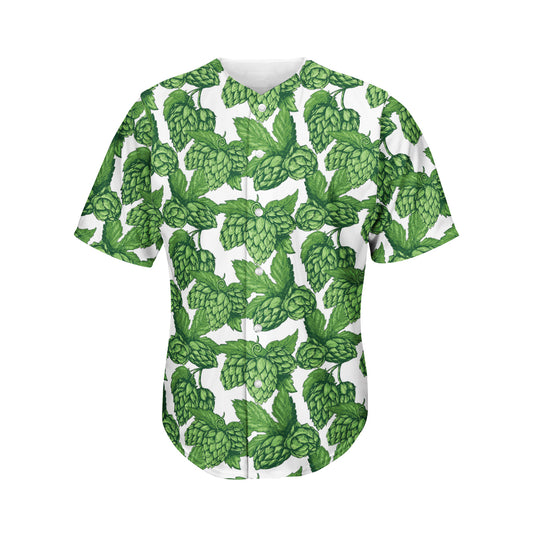 Vintage Hop Cone Pattern Print Men's Baseball Jersey